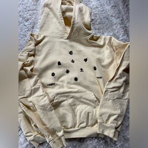 Lonely Ghost Heavyweight Large Hoodie. Pale yellow